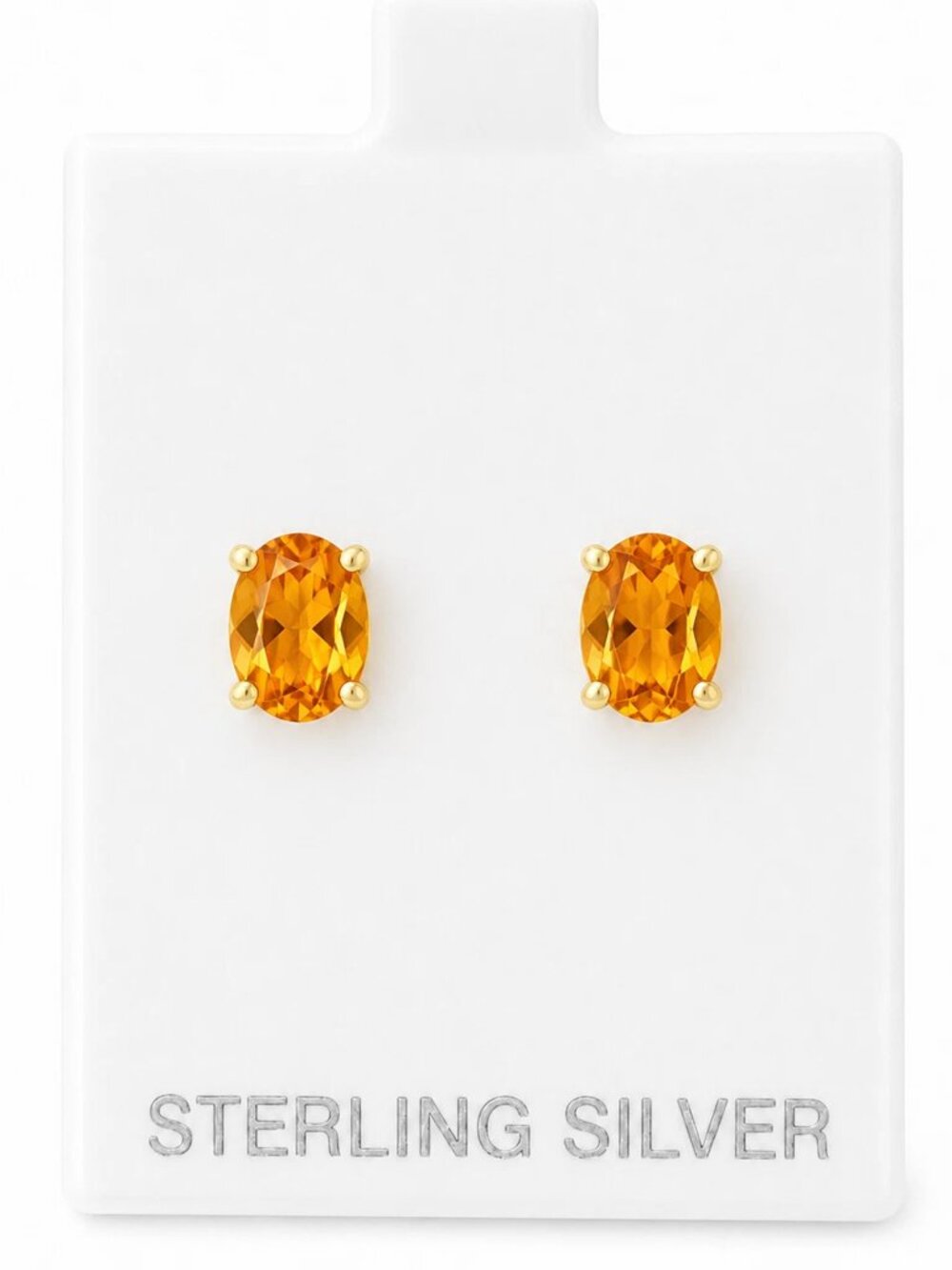 Genuine 2.28 Cts Yellow Topaz Stud Earrings 14k Yellow Gold Plated (.925)